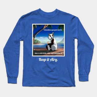 Keep it Airy: Panda relaxing on the beach Long Sleeve T-Shirt